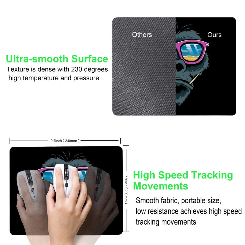 SHALYSONG Mouse pad, Computer Mousepad with Funny Gorilla Design, Non-Slip Rubber Mouse pad for Home and Office - Image 3